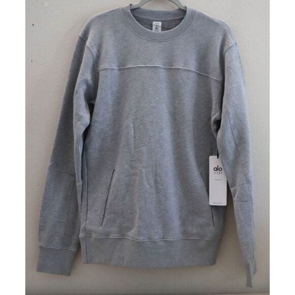 Alo Yoga M3106R Men's Sz Small Athletic Heather Gray Base Sweatshirt - Picture 1 of 13